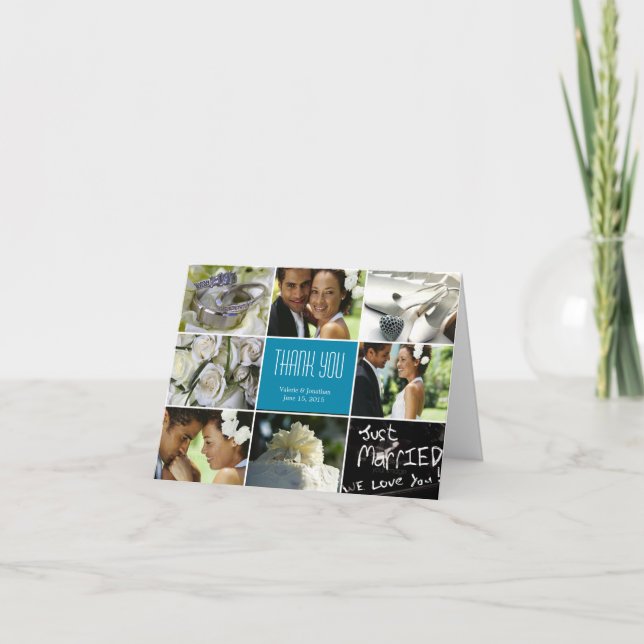 Carte de remerciement de collage de mariage - Turq (Devant)