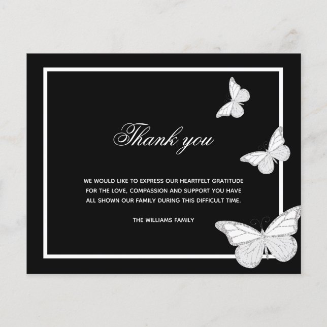 Carte de remerciement de condoléances Budget papil (Devant)