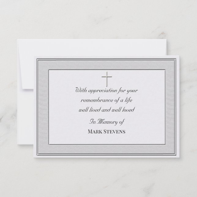 Carte de remerciement de condoléances simple (text (Devant)