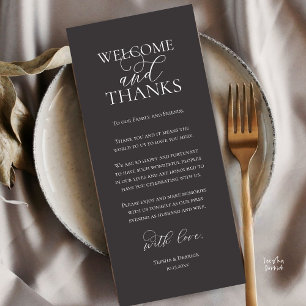 Carte de remerciement de dîner de mariage Bienvenu