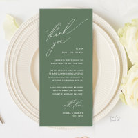 Carte de remerciement de dîner de mariage moderne