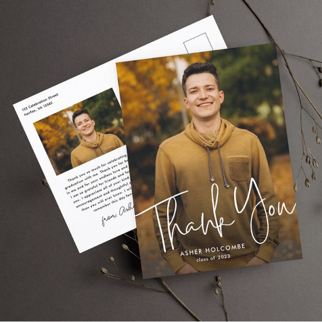 Carte de Remerciement de Diplômé avec Écriture Mod (Créateur téléchargé)