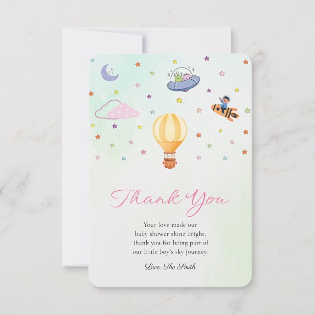 Carte de remerciement de fête de bébé jolie et neu (Devant)