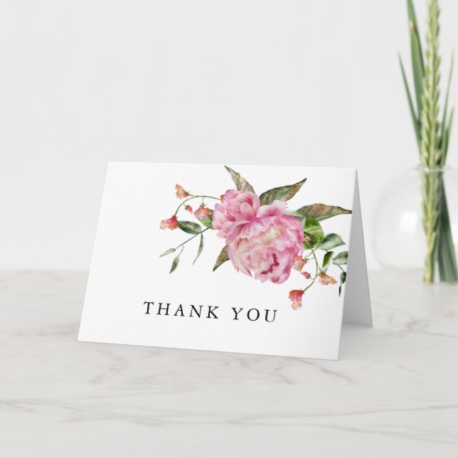 Carte de remerciement de fiançailles florale rose  (Devant)