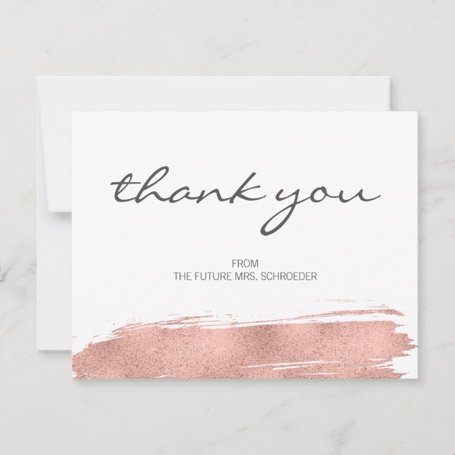 Carte de remerciement de fiançailles Rose Gold Bru (Devant)