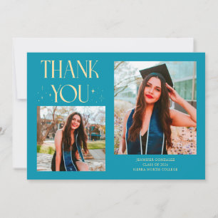 Carte de remerciement de fin d'études Aqua Blue 2-