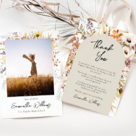 Carte de remerciement de fin d'études Boho Wildflo