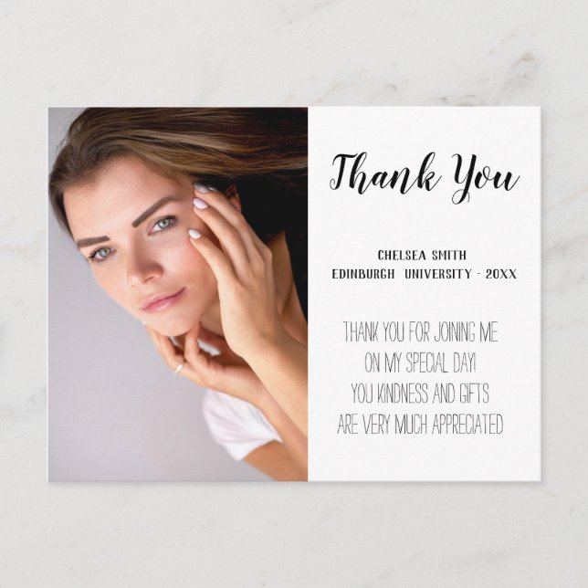 Carte de remerciement de fin d'études en écriture  (Devant)