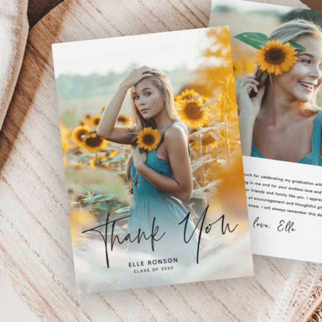 Carte de remerciement de fin d'études photo Script (Créateur téléchargé)