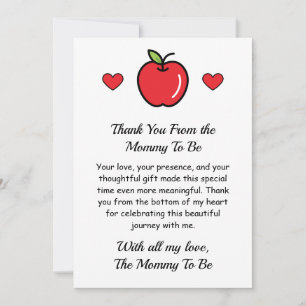 Carte de remerciement de Future Maman - Baby Showe
