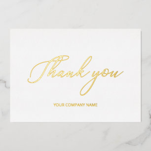 Carte de remerciement de logo commercial en or pou