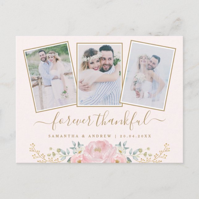 Carte de remerciement de mariage à collage photo f (Devant)