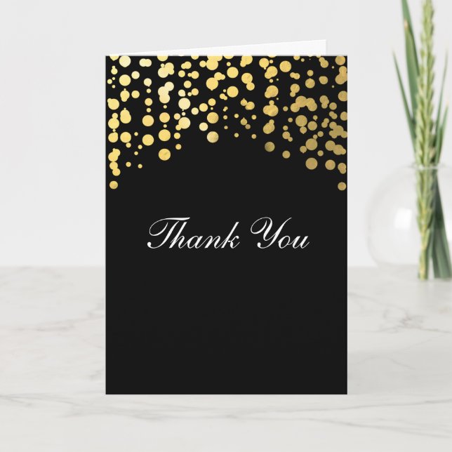 Carte de remerciement de mariage à confettis noirs (Devant)
