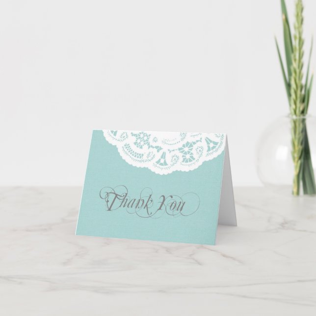 Carte de remerciement de mariage à dentelle bleue  (Devant)