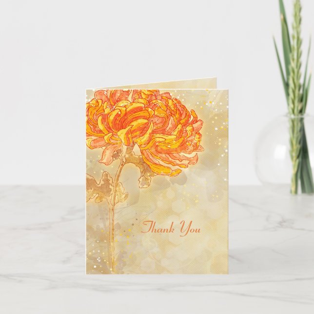 Carte de remerciement de mariage à fleurs orange C (Devant)