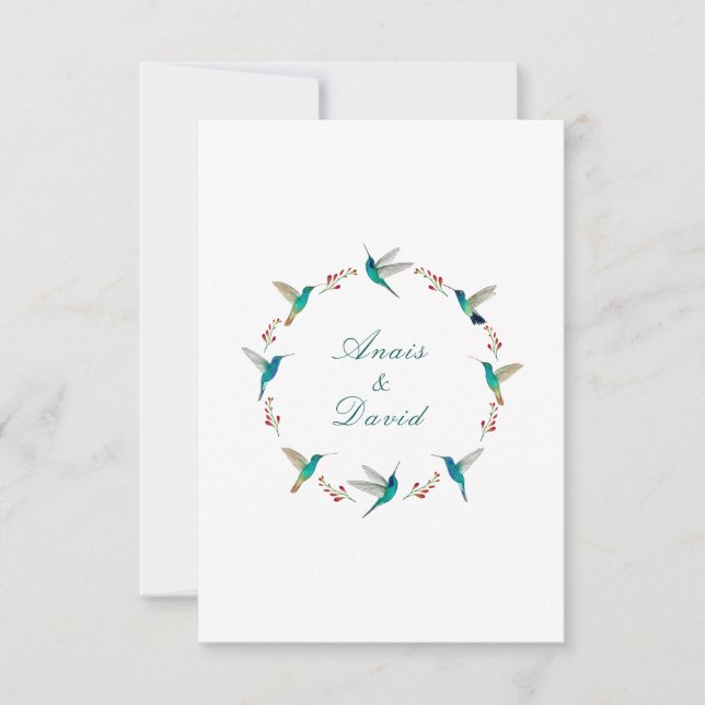 Carte de remerciement de mariage à la couronne de  (Devant)