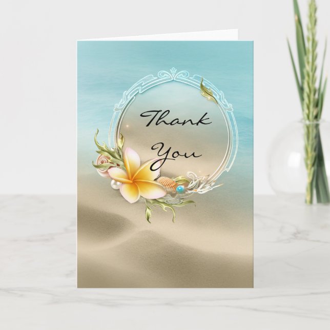 Carte de remerciement de mariage à la plage (Devant)