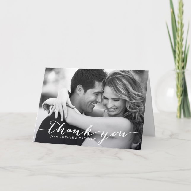 Carte de remerciement de mariage à l'écriture manu (Devant)
