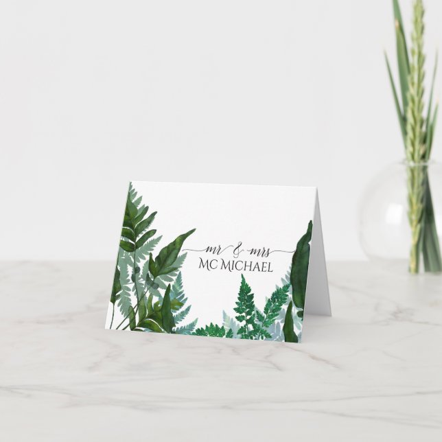 Carte de remerciement de mariage à motif botanique (Devant)