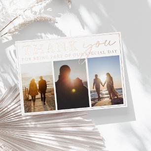 Carte de remerciement de mariage à trois photos en
