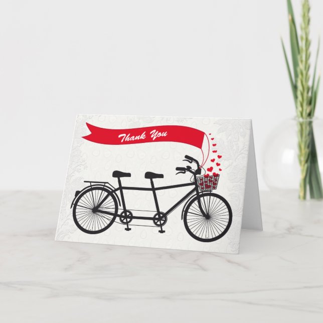 Carte de remerciement de mariage à vélo tandem (Devant)