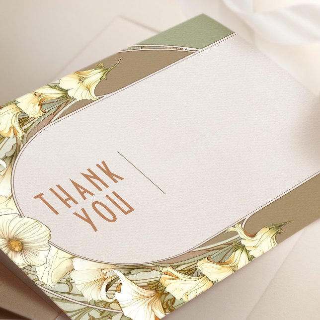 Carte de remerciement de mariage Art Nouveau vinta (Créateur téléchargé)