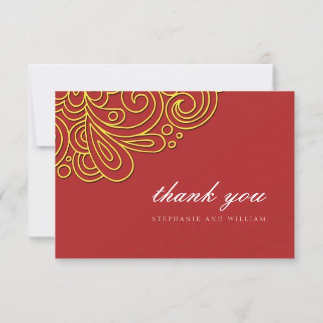 Carte de remerciement de mariage Asian Swirl (Devant)