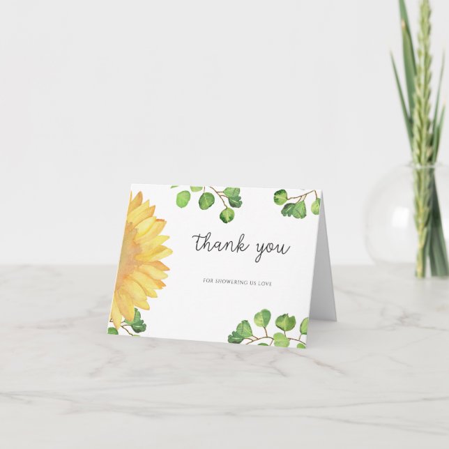Carte de remerciement de mariage au tournesol aqua (Devant)