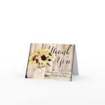 Carte de remerciement de mariage au tournesol rust