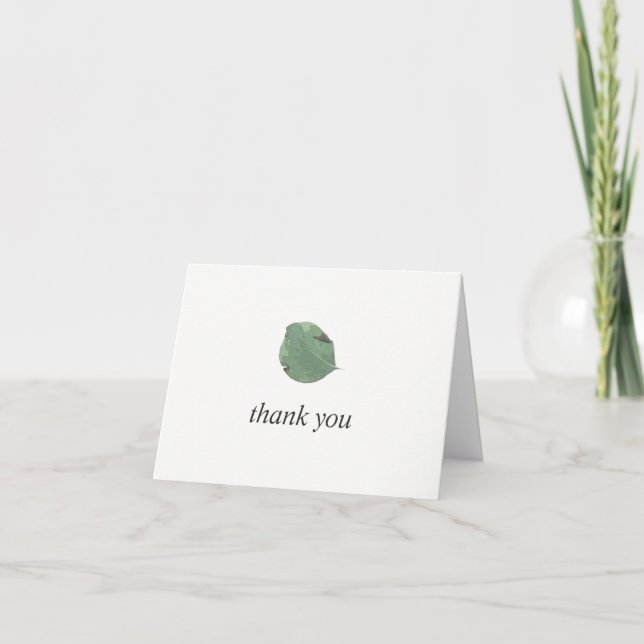 Carte de remerciement de mariage aux feuilles aqua (Devant)
