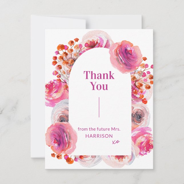 Carte de remerciement de mariage avec arche floral (Devant)