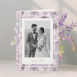Carte de remerciement de mariage avec fleurs lavan