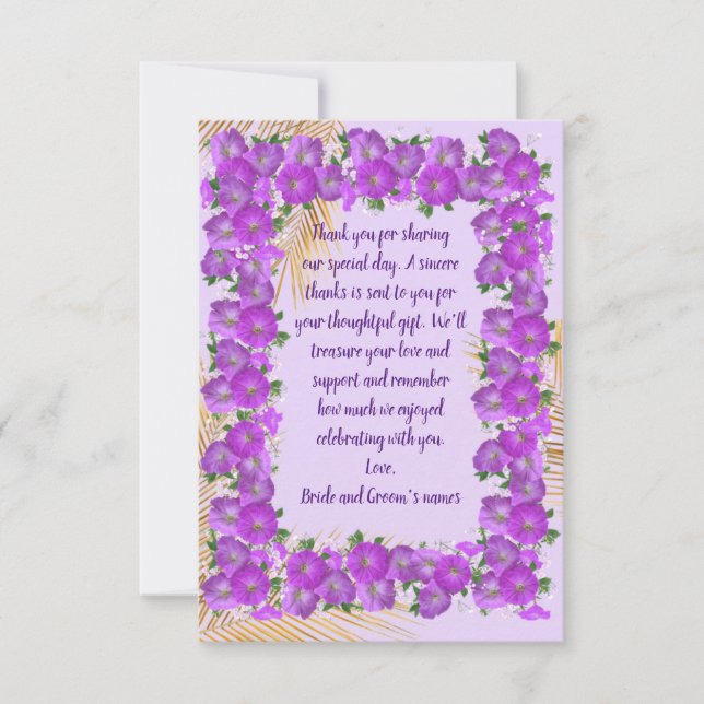 Carte de remerciement de mariage avec Lei Hawaïen (Devant)