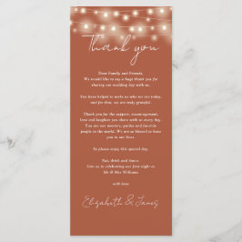 Carte de remerciement de mariage avec lumières en 