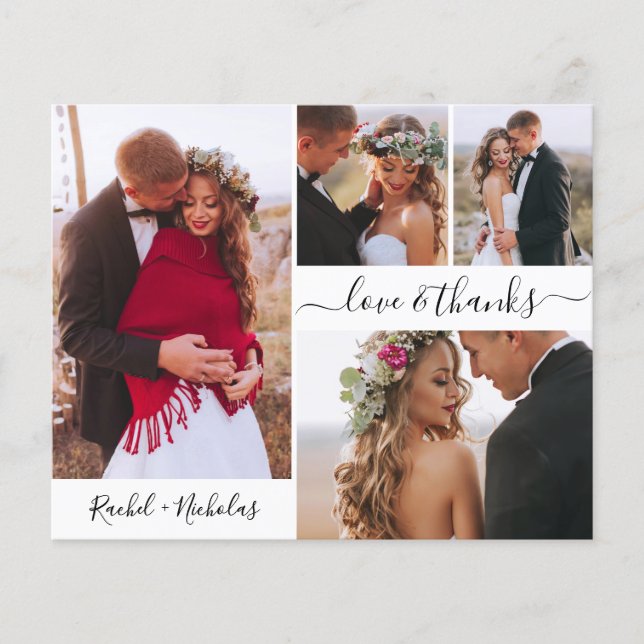 Carte de remerciement de mariage avec photo collag (Devant)