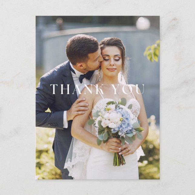 Carte de remerciement de mariage avec photo élégan (Devant)