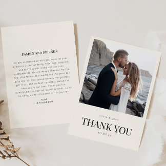 Carte de remerciement de mariage avec photo et mes