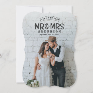 Carte de remerciement de mariage avec photo rustiq