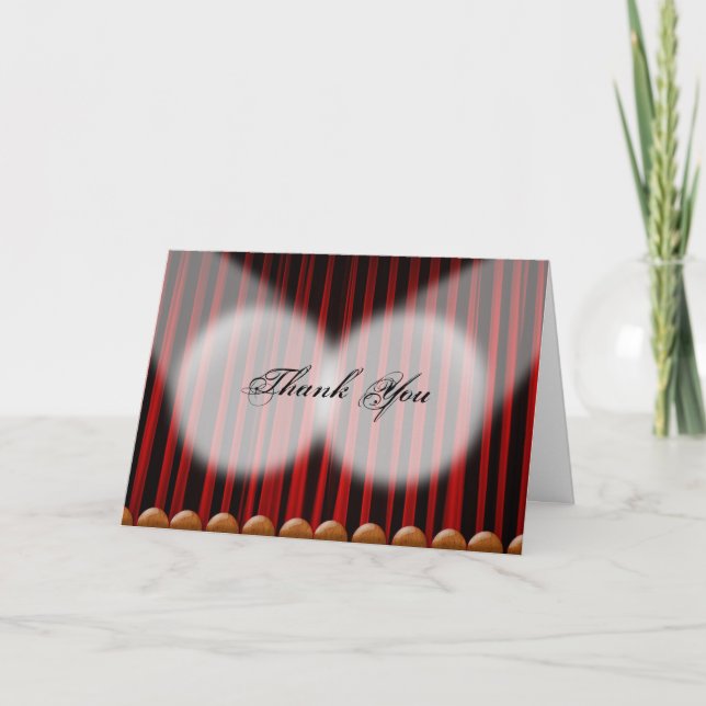 Carte de remerciement de mariage avec rideau rouge (Devant)