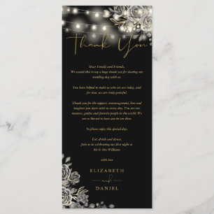 Carte de Remerciement de Mariage avec Roses Gothiq