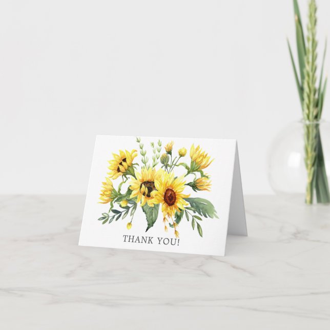 Carte de remerciement de mariage avec tournesol ja (Devant)