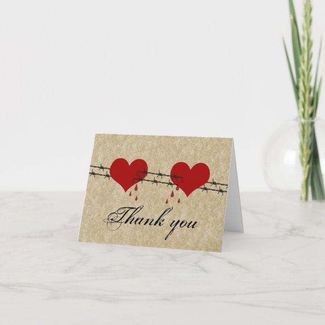 Carte de remerciement de mariage Biker Tatouage co (Devant)