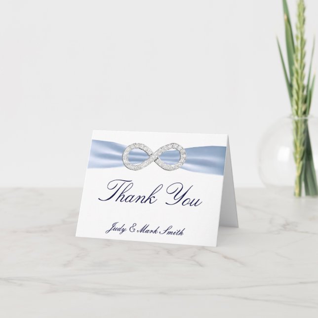 Carte de remerciement de mariage Blue Diamond Infi (Devant)