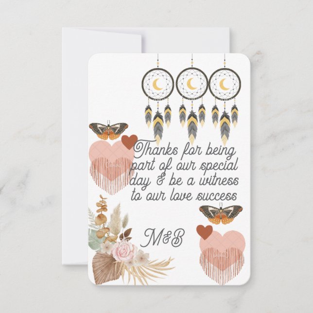 Carte de remerciement de mariage Boho Dreamcatcher (Devant)