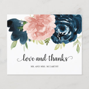Carte de remerciement de mariage bon marché Rose F