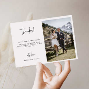 Carte de remerciement de Mariage de script minimal
