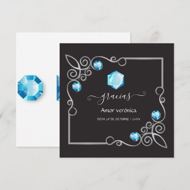 Carte de remerciement de mariage diamant (Devant / Derrière)