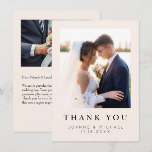 Carte de remerciement de mariage élégante avec pho
