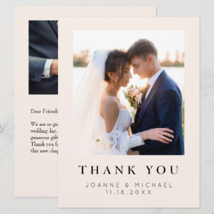 Carte de remerciement de mariage élégante avec pho