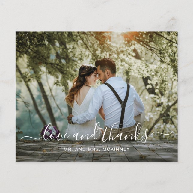 Carte de remerciement de mariage élégante avec pho (Devant)